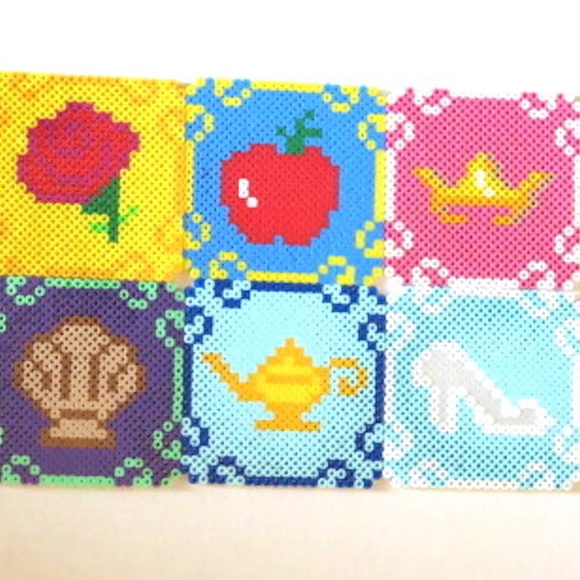 Perler Bead Set of 6 Disney Princess Coasters - Picture 1 of 8